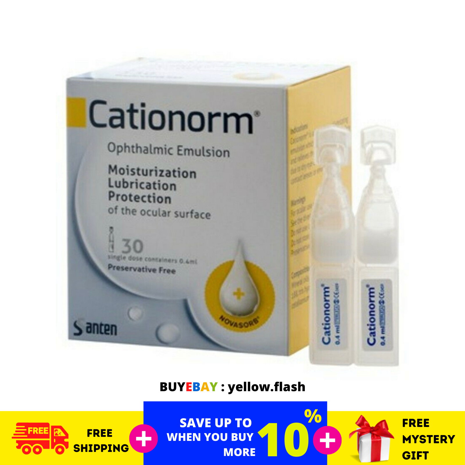 Cationorm Ophtalmic Emulsion 30&#39;s X 0.4ml Flacon Collyre - $32.19