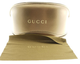 GUCCI GOLD BROWN LARGE CLAMSHELL LEATHER CASE WITH CLOTH &amp; CARDBOARD BOX - £28.40 GBP