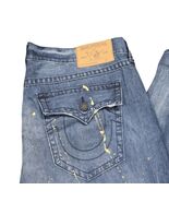 True Religion Men’s 42x33 Straight Leg Blue Denim Jeans Painted Flap Poc... - $1,376.14 MXN