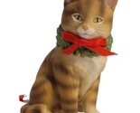 Vintage Schmid Cat w/ Christmas Wreath Collar 3&quot; Ornament Gorgon Fraser ... - $15.79