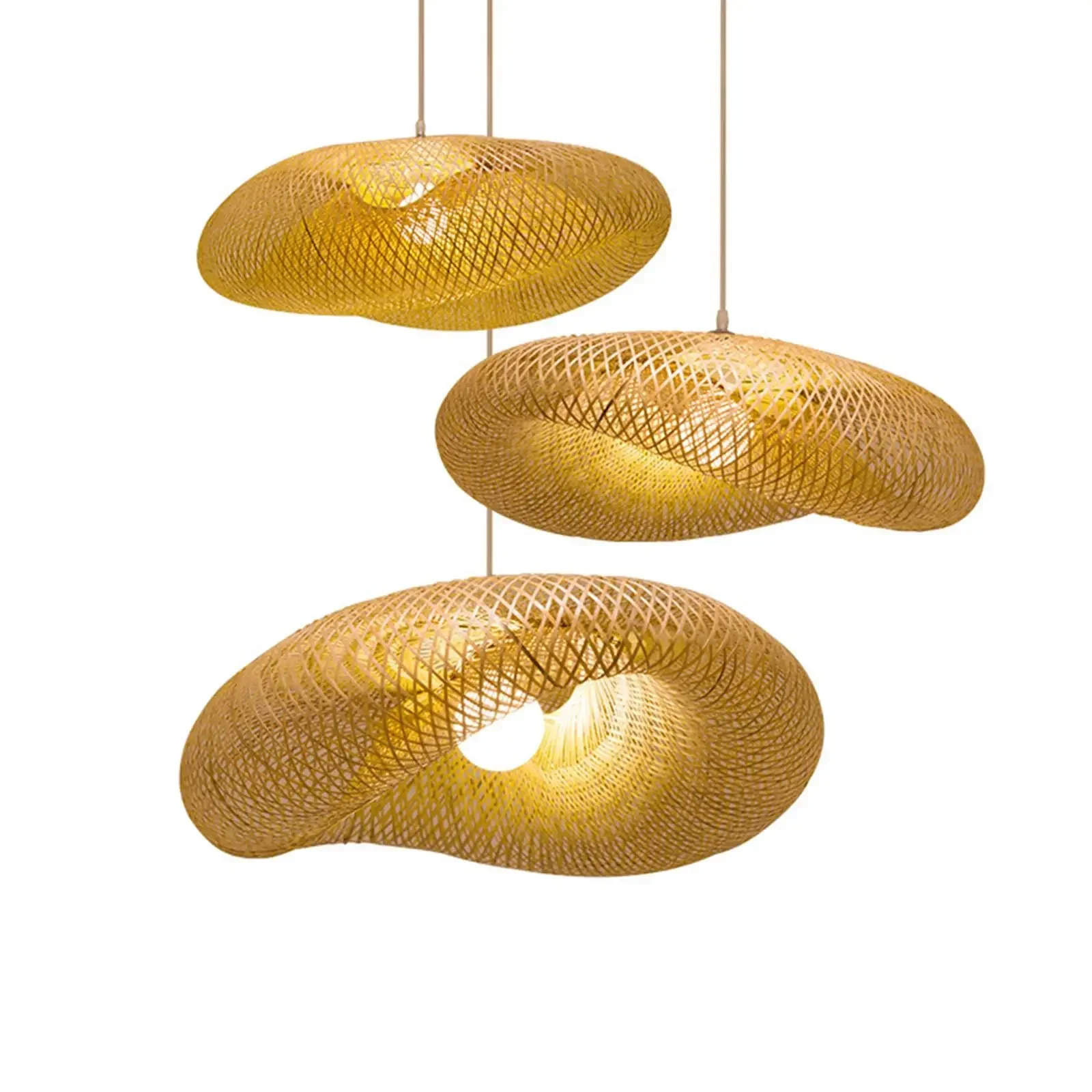 Bamboo Weaving Vintage  LED Pendant Lamp Hanging Ceiling Light Wicker Fi... - $76.52+