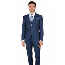 Men Suit BERLUSCONI Turkey Italian Wool 180's Single Breasted K442-12 Navy image 8