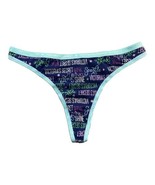 Rare NOS VICTORIA&#39;S SECRET Blue Thong Panty Cotton M Wink Sparkle Twinkl... - $25.00