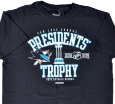 SJ Sharks Presidents Trophy 08-09 Reebok T-Shirt S/M Med Fit Best Overall Record - £18.11 GBP