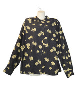 Vtg Rena Rowan for Saville Women 16 Floral Button Up Top Black Career Ca... - $19.94 CAD