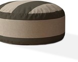 24&quot; Green And Beige Cotton Round Striped Pouf Ottoman - $233.99