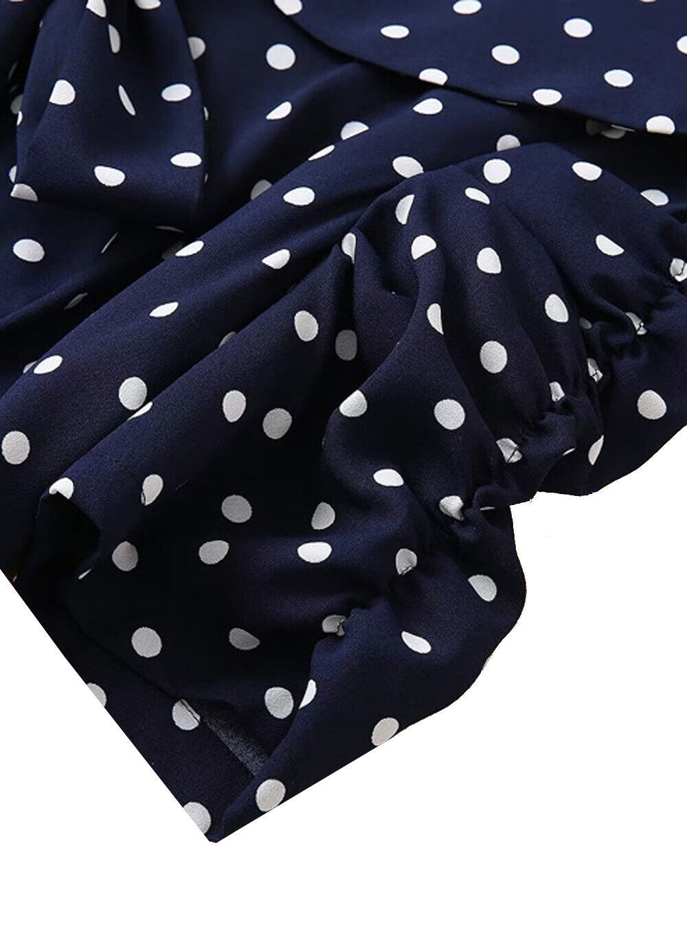 Kate Middleton Inspired Navy Polka Dot Puffed Sleeve Peplum Fit & Flare Dress OZ Item image 11