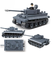 1 Set WW2 Military Vehicle Battle Gray Tank Weapon Building Blocks 2 Figures  - £12.26 GBP