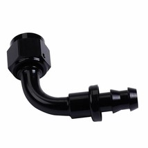 Black 12 AN 90 Degree Push Lock Hose End Fitting Adapter Fuel Oil Line - £9.87 GBP