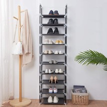 Forup 10 Tiers Stackable Shoe Rack, Non-Woven Fabric Shoe Tower Shelf, - £30.28 GBP