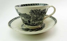 Antique 1890 Wedgwood Etruria English Porcelain Teacup Bowl-Saucer Set Pastoral  - £21.49 GBP
