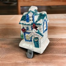 Blue Sky Clayworks Happy Holidays Cottage Christmas Tealight Stocking Hanger - £41.50 GBP