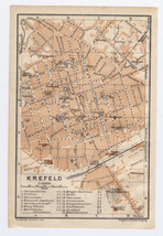 1911 Original Antique Map Of Krefeld / North RHINE-WESTPHALIA / Germany - £16.94 GBP