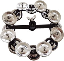 Tuoren 5.5&quot; Mountable Symbal Hihat Tambourine For Drum Set Black With 8 Double - £27.20 GBP