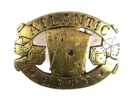 Atlantic City Ace Jack Black Jack Brass Belt Buckle Unbranded 11816 - $24.74