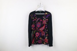 Vtg 90s Ralph Lauren Womens Large Flower Floral Cotton Knit Long Sleeve ... - $54.40