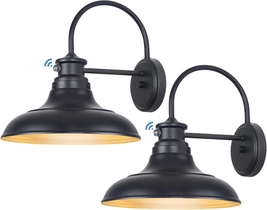 2-Pack Dusk to Dawn LED Barn Lights, 12.25&quot; Gooseneck Wall Mount, Black - $160.99