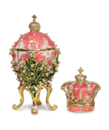 Pink Lilies of the Valley Faberge Egg Replica Extra Large 5.9 inch + Crown - $79.15