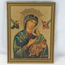 Virgin Mary Our Lady of Perpetual Help Religious Picture Print Antique Vintage - £38.48 GBP