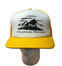 Vintage Colorado Rockies Trucker Hat Mesh Back Yellow Foam Snapback Cap ... - $46.74