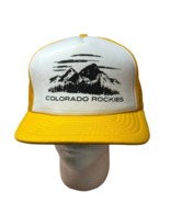 Vintage Colorado Rockies Trucker Hat Mesh Back Yellow Foam Snapback Cap ... - £35.36 GBP