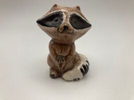 Vintage Ceramic Raccoon Figurine Hand Painted Brown Cute Collectible 2.75" - $7.90
