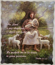 The Lord Is My Shepherd Psalm 23:1,2 Religious Licensed Quilted Throw 50x60 in