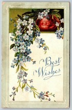 1909 Best Wishes Blue Flower Floral Pot Posted Postcard Alabama Antique - £12.55 GBP