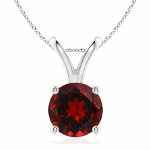 9mm V-Bale Round Garnet Solitaire Pendant in Silver - £276.15 GBP
