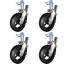 4 Pcs Scaffold Caster 8&quot; X 2&quot; Black Wheels W/ Locking Brakes 1-1/4&quot; With Pin - £175.44 GBP