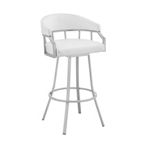 Valerie White Bar Stool: 30&quot; Swivel Faux Leather - £144.93 GBP