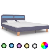 Bed Frame with LED Light Grey Fabric 150x200 cm King Size - £143.80 GBP