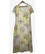 Yellow Floral Maxi Dress Long Crinkle 10 Fairy Tea Party Y2K Cottagecore... - $59.82