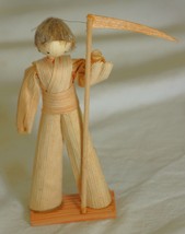Folk Art Corn Husk Farmer Doll Man Cycle Handmade Traditional Czechoslovakia - £13.23 GBP