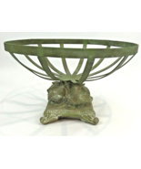 Vintage Rustic Centerpiece Patina Metal Footed Round Green Sage 15 x 10  - $49.28 CAD