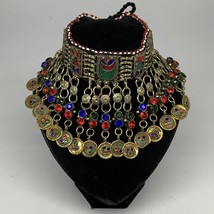310g, 12.25&quot;x4.75&quot;Kuchi Choker Necklace Multi-Color Tribal Gypsy Bohemian,B14118 - £37.92 GBP