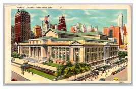 Public Library New York City NY NYC UNP Linen Postcard I21 - £2.29 GBP