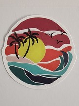 Silhouetted Palm Trees with Birds Sun Waves Cool Sticker Decal Embellishment Fun - £1.83 GBP