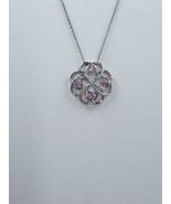 Pink Sapphires Openwork Intertwined Hearts Sterling Necklace - €22,98 EUR