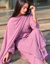 Beautiful Georgette Lucknowi Chikankari Fancy Allover work Straight styl... - $29.99