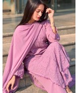 Beautiful Georgette Lucknowi Chikankari Fancy Allover work Straight styl... - $29.99