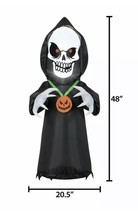 Scary Skull Reaper Monster Halloween Airblown Inflatable 4&#39; Tall Lights Up - £20.17 GBP