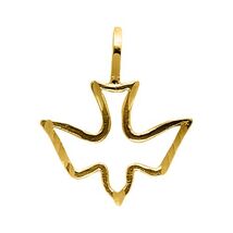 Genuine 14k Yellow Gold 0.55" Holy Spirit Dove Small Lightweight Pendant - $94.00