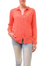 SUNDRY Womens Shirt All Or Nothing Basic Elegant Long Sleeve Chili Red Size S - £38.38 GBP
