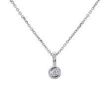 0.10 Carat Round Cut Pendant Necklace With Chain 14K White Gold - £154.97 GBP