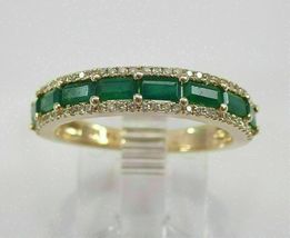 4.15 Ct Baguette Cut Simulated Emerald Band Ring Gold Plated 925 Silver - £69.84 GBP