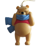 Disney Winnie The Pooh  Christmas Ornament Hiding Behind Wearing Blue Sc... - $9.50