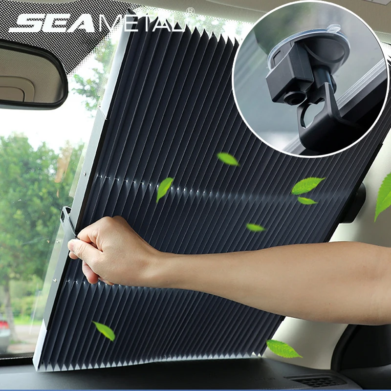 Car Retractable Windshield Sunshade with Suction Cups Sun Proetect for A... - £12.26 GBP+