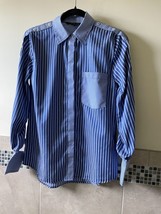 NWOT Walter Baker Blue White Pinstripe Cotton Blend Shirt SZ XS - £44.22 GBP