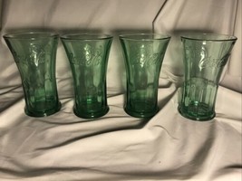 Vintage Coca Cola Libby Green Flared 16oz Glasses - £19.73 GBP